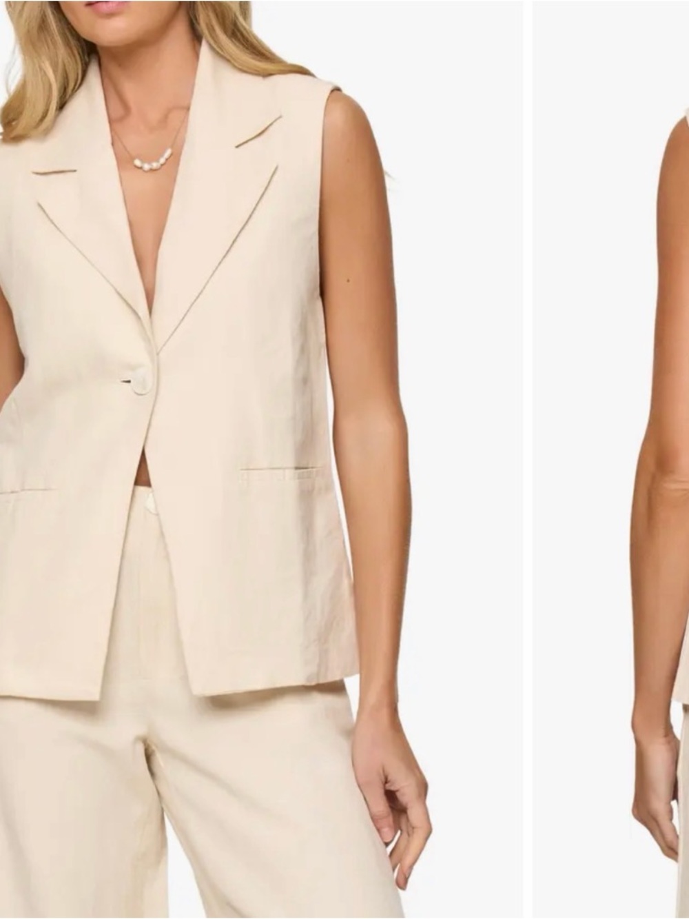 l*space Cream Sleeveless Blazer Vest